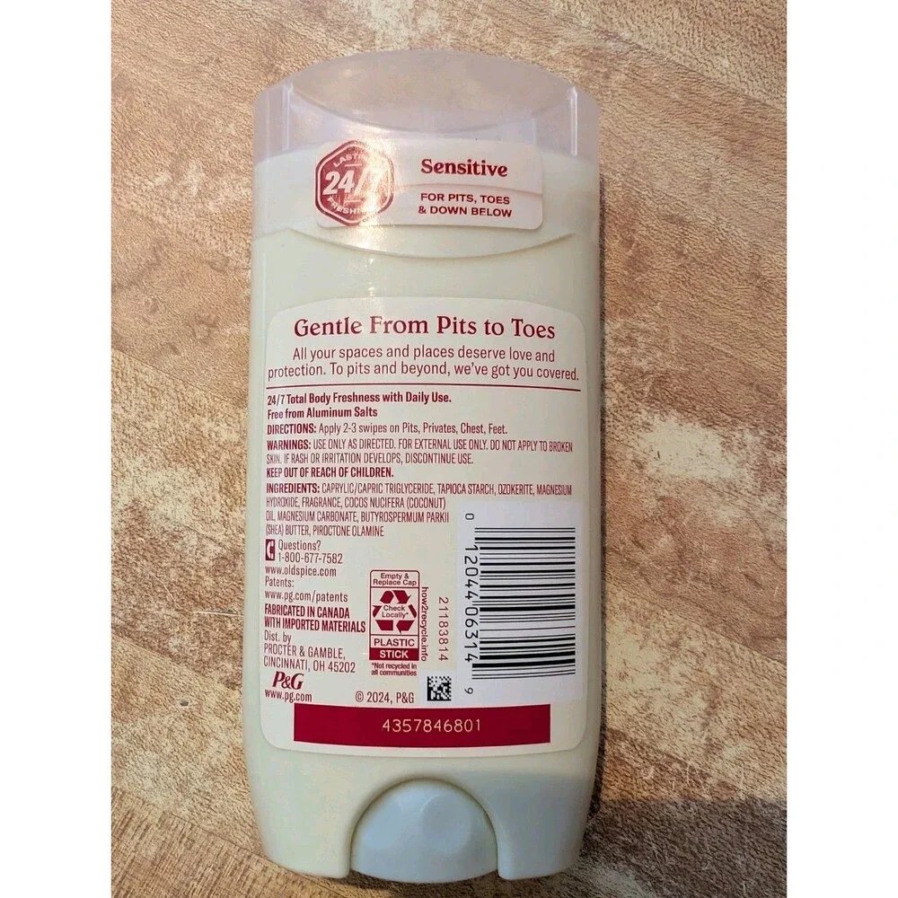 Old Spice Sensitive Black Cherry Bourbon Total Body Solid Stick Deodorant 24/7
